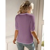Zeagoo Women Short Sleeve Sweater Summer Crew Neck Dressy Casual Tops(Purple)