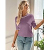 Zeagoo Women Short Sleeve Sweater Summer Crew Neck Dressy Casual Tops(Purple)