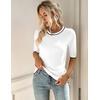 Zeagoo Women Short Sleeve Sweater Summer Crew Neck Dressy Casual Tops(White)