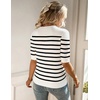 Zeagoo Women Short Sleeve Sweater Summer Crew Neck Dressy Casual Tops(White-black)