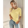 Zeagoo Women Short Sleeve Sweater Summer Crew Neck Dressy Casual Tops(Yellow)