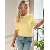 Zeagoo Women Short Sleeve Sweater Summer Crew Neck Dressy Casual Tops(Yellow)