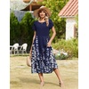 Zeagoo Women Summer Midi A Line Dress Short Sleeve Casual Flowy Tiered Beach Long Sundress with Pockets 2026 Vacation Travel(A01-navy Blue Floral)