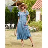 Zeagoo Women Summer Midi A Line Dress Short Sleeve Casual Flowy Tiered Beach Long Sundress with Pockets 2026 Vacation Travel(A02-blue Floral-2)