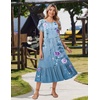 Zeagoo Women Summer Midi A Line Dress Short Sleeve Casual Flowy Tiered Beach Long Sundress with Pockets 2026 Vacation Travel(A02-blue Floral-2)