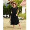 Zeagoo Women Summer Midi A Line Dress Short Sleeve Casual Flowy Tiered Beach Long Sundress with Pockets 2026 Vacation Travel(A03-black)