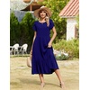 Zeagoo Women Summer Midi A Line Dress Short Sleeve Casual Flowy Tiered Beach Long Sundress with Pockets 2026 Vacation Travel(A04-navy Blue)