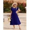 Zeagoo Women Summer Midi A Line Dress Short Sleeve Casual Flowy Tiered Beach Long Sundress with Pockets 2026 Vacation Travel(A04-navy Blue)