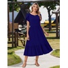Zeagoo Women Summer Midi A Line Dress Short Sleeve Casual Flowy Tiered Beach Long Sundress with Pockets 2026 Vacation Travel(A04-navy Blue)