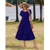 Zeagoo Women Summer Midi A Line Dress Short Sleeve Casual Flowy Tiered Beach Long Sundress with Pockets 2026 Vacation Travel(A04-navy Blue)