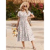 Zeagoo Women Summer Midi A Line Dress Short Sleeve Casual Flowy Tiered Beach Long Sundress with Pockets 2026 Vacation Travel(Bf310)