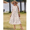 Zeagoo Women Summer Midi A Line Dress Short Sleeve Casual Flowy Tiered Beach Long Sundress with Pockets 2026 Vacation Travel(Bf310)