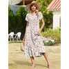 Zeagoo Women Summer Midi A Line Dress Short Sleeve Casual Flowy Tiered Beach Long Sundress with Pockets 2026 Vacation Travel(Bf310)