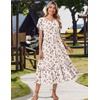 Zeagoo Women Summer Midi A Line Dress Short Sleeve Casual Flowy Tiered Beach Long Sundress with Pockets 2026 Vacation Travel(Bf310)