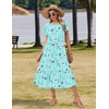 Zeagoo Women Summer Midi A Line Dress Short Sleeve Casual Flowy Tiered Beach Long Sundress with Pockets 2026 Vacation Travel(Bf311)