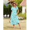 Zeagoo Women Summer Midi A Line Dress Short Sleeve Casual Flowy Tiered Beach Long Sundress with Pockets 2026 Vacation Travel(Bf311)