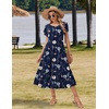 Zeagoo Women Summer Midi A Line Dress Short Sleeve Casual Flowy Tiered Beach Long Sundress with Pockets 2026 Vacation Travel(Bf318)