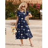 Zeagoo Women Summer Midi A Line Dress Short Sleeve Casual Flowy Tiered Beach Long Sundress with Pockets 2026 Vacation Travel(Bf318)
