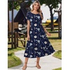 Zeagoo Women Summer Midi A Line Dress Short Sleeve Casual Flowy Tiered Beach Long Sundress with Pockets 2026 Vacation Travel(Bf318)