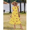 Zeagoo Women Summer Midi A Line Dress Short Sleeve Casual Flowy Tiered Beach Long Sundress with Pockets 2026 Vacation Travel(Bf351)