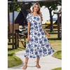 Zeagoo Women Summer Midi A Line Dress Short Sleeve Casual Flowy Tiered Beach Long Sundress with Pockets 2026 Vacation Travel(Blue Floral)