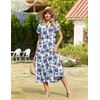 Zeagoo Women Summer Midi A Line Dress Short Sleeve Casual Flowy Tiered Beach Long Sundress with Pockets 2026 Vacation Travel(Blue Floral)