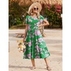 Zeagoo Women Summer Midi A Line Dress Short Sleeve Casual Flowy Tiered Beach Long Sundress with Pockets 2026 Vacation Travel(Dh594)