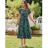 Zeagoo Women Summer Midi A Line Dress Short Sleeve Casual Flowy Tiered Beach Long Sundress with Pockets 2026 Vacation Travel(Green Leaf)