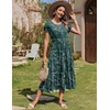 Zeagoo Women Summer Midi A Line Dress Short Sleeve Casual Flowy Tiered Beach Long Sundress with Pockets 2026 Vacation Travel(Green Leaf)