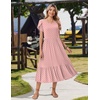 Zeagoo Women Summer Midi A Line Dress Short Sleeve Casual Flowy Tiered Beach Long Sundress with Pockets 2026 Vacation Travel(Jh1)