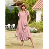 Zeagoo Women Summer Midi A Line Dress Short Sleeve Casual Flowy Tiered Beach Long Sundress with Pockets 2026 Vacation Travel(Jh1)