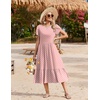 Zeagoo Women Summer Midi A Line Dress Short Sleeve Casual Flowy Tiered Beach Long Sundress with Pockets 2026 Vacation Travel(Jh1)