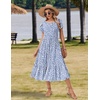 Zeagoo Women Summer Midi A Line Dress Short Sleeve Casual Flowy Tiered Beach Long Sundress with Pockets 2026 Vacation Travel(Jh529)