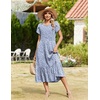 Zeagoo Women Summer Midi A Line Dress Short Sleeve Casual Flowy Tiered Beach Long Sundress with Pockets 2026 Vacation Travel(Jh529)