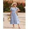 Zeagoo Women Summer Midi A Line Dress Short Sleeve Casual Flowy Tiered Beach Long Sundress with Pockets 2026 Vacation Travel(Jh529)