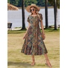 Zeagoo Women Summer Midi A Line Dress Short Sleeve Casual Flowy Tiered Beach Long Sundress with Pockets 2026 Vacation Travel(Mz721)