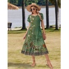 Zeagoo Women Summer Midi A Line Dress Short Sleeve Casual Flowy Tiered Beach Long Sundress with Pockets 2026 Vacation Travel(Mz840)