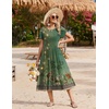 Zeagoo Women Summer Midi A Line Dress Short Sleeve Casual Flowy Tiered Beach Long Sundress with Pockets 2026 Vacation Travel(Mz840)