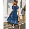 Zeagoo Women Summer Midi A Line Dress Short Sleeve Casual Flowy Tiered Beach Long Sundress with Pockets 2026 Vacation Travel(Mz845)