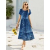 Zeagoo Women Summer Midi A Line Dress Short Sleeve Casual Flowy Tiered Beach Long Sundress with Pockets 2026 Vacation Travel(Mz845)