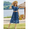 Zeagoo Women Summer Midi A Line Dress Short Sleeve Casual Flowy Tiered Beach Long Sundress with Pockets 2026 Vacation Travel(Mz845)