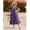 Zeagoo Women Summer Midi A Line Dress Short Sleeve Casual Flowy Tiered Beach Long Sundress with Pockets 2026 Vacation Travel(Mz907)