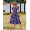 Zeagoo Women Summer Midi A Line Dress Short Sleeve Casual Flowy Tiered Beach Long Sundress with Pockets 2026 Vacation Travel(Mz907)