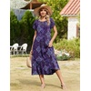 Zeagoo Women Summer Midi A Line Dress Short Sleeve Casual Flowy Tiered Beach Long Sundress with Pockets 2026 Vacation Travel(Mz907)