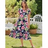 Zeagoo Women Summer Midi A Line Dress Short Sleeve Casual Flowy Tiered Beach Long Sundress with Pockets 2026 Vacation Travel(Pink Floral)