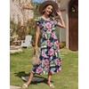 Zeagoo Women Summer Midi A Line Dress Short Sleeve Casual Flowy Tiered Beach Long Sundress with Pockets 2026 Vacation Travel(Pink Floral)