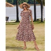 Zeagoo Women Summer Midi A Line Dress Short Sleeve Casual Flowy Tiered Beach Long Sundress with Pockets 2026 Vacation Travel(Red Floral-2)