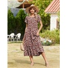 Zeagoo Women Summer Midi A Line Dress Short Sleeve Casual Flowy Tiered Beach Long Sundress with Pockets 2026 Vacation Travel(Red Floral-2)