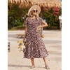 Zeagoo Women Summer Midi A Line Dress Short Sleeve Casual Flowy Tiered Beach Long Sundress with Pockets 2026 Vacation Travel(Red Floral-2)