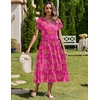 Zeagoo Women Summer Midi A Line Dress Short Sleeve Casual Flowy Tiered Beach Long Sundress with Pockets 2026 Vacation Travel(Red Floral-3)